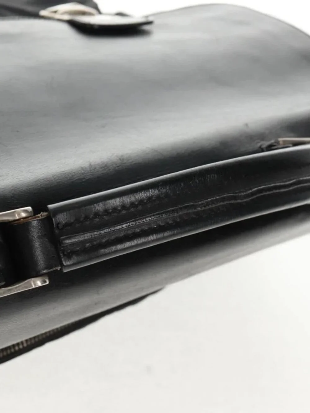 PRADA Hand Bag Nylon Leather Black Silver Auth bs32080 - Picture 8 of 16